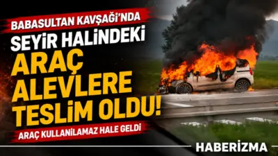 Bursa’nın İnegöl ilçesinde seyir halindeki hafif ticari araç alevlere teslim