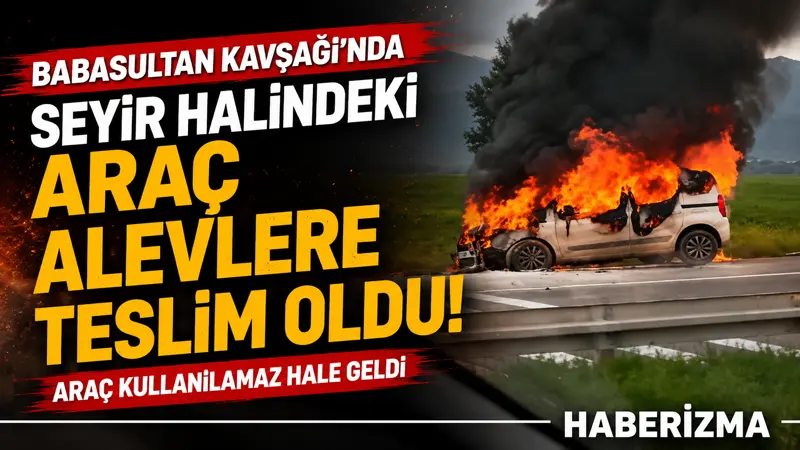 Bursa’nın İnegöl ilçesinde seyir halindeki hafif ticari araç alevlere teslim