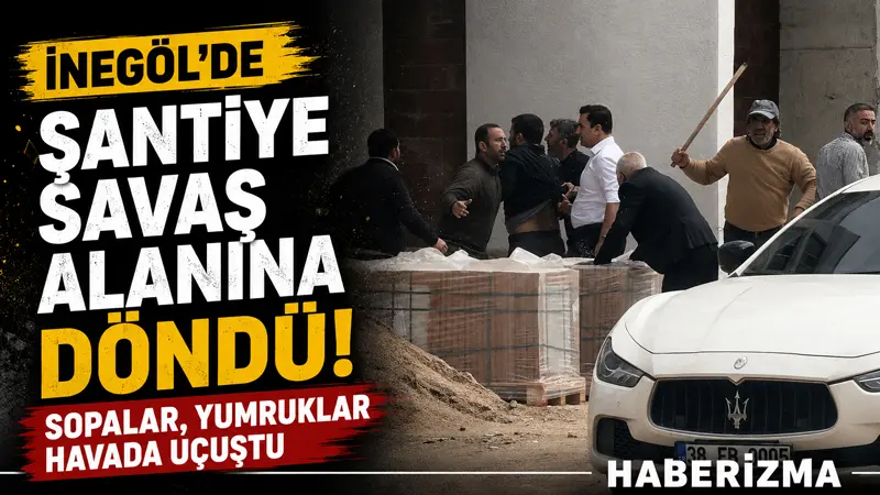 Bursa’nın İnegöl ilçesinde yapımı süren inşaatta işçiler arasında çıkan sopalı