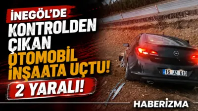 Bursa’nın İnegöl ilçesinde meydana gelen kazada kontrolden çıkan otomobil üstgeçit