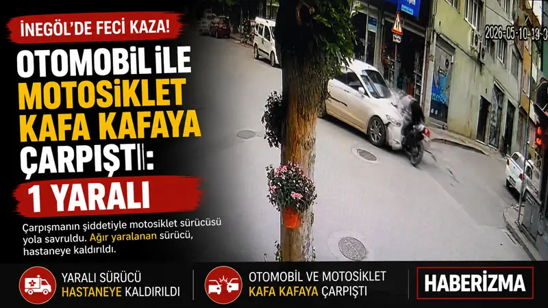 Bursa’nın İnegöl ilçesinde meydana gelen kazada otomobil ile çarpışan motosikletin