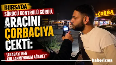 Bursa’da gece saatlerinde ana yol üzerindeki uygulama noktasını gören araç