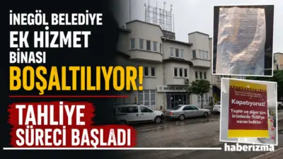 İnegöl Belediye Çarşısı’nda bulunan mağazalar, riskli yapı tespiti nedeniyle boşaltılmaya