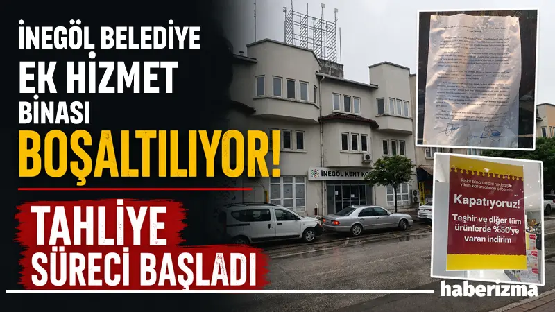 İnegöl Belediye Çarşısı’nda bulunan mağazalar, riskli yapı tespiti nedeniyle boşaltılmaya