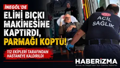 Bursa’nın İnegöl ilçesinde meydana gelen iş kazasında, elini bıçkı makinesine
