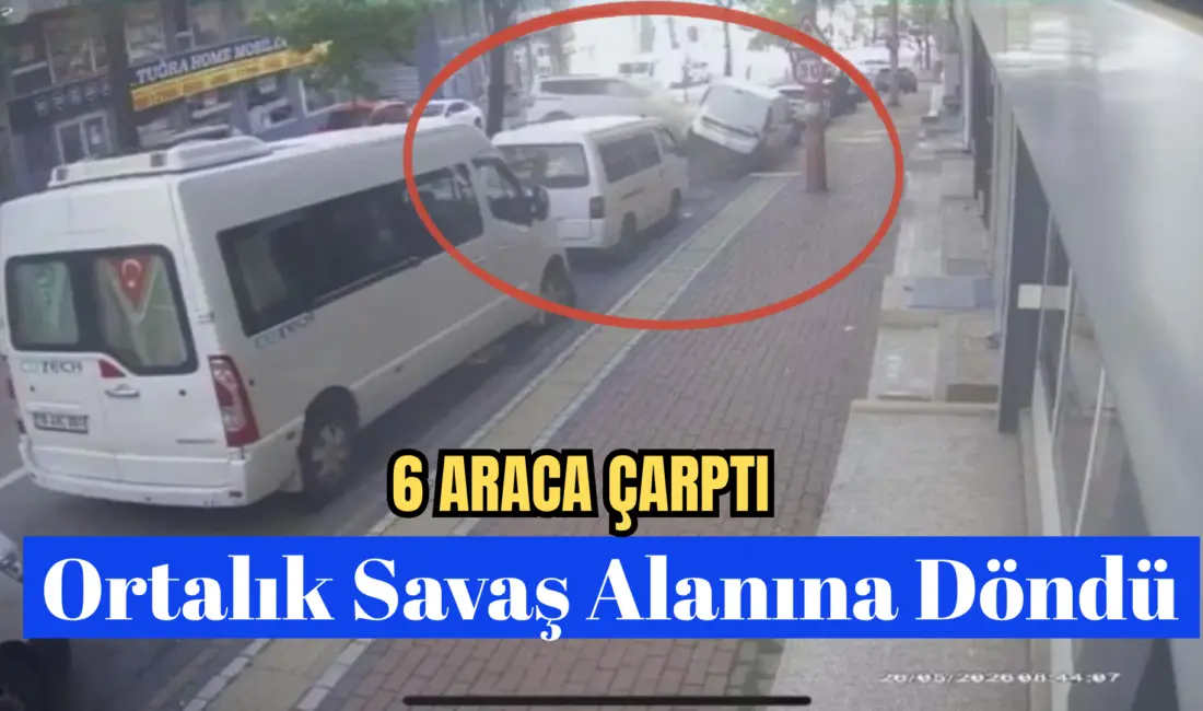 Bursa’da direksiyon hakimiyetini kaybeden sürücünün park halindeki 6 araca çarpmasıyla
