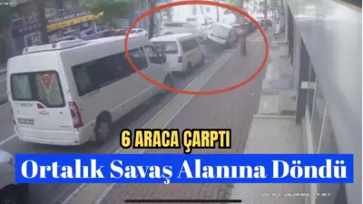Bursa’da direksiyon hakimiyetini kaybeden sürücünün park halindeki 6 araca çarpmasıyla
