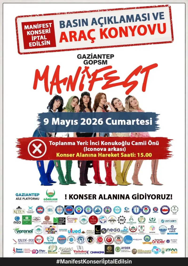 Gaziantep’te bu akşam sahne alacak Manifest grubunun konseri öncesinde, iptal