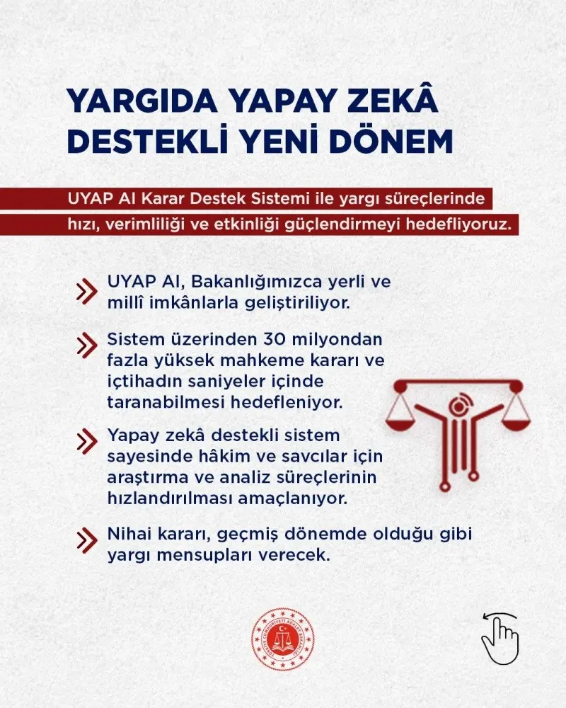 Adalet Bakanı Akın Gürlek, yargıda dijital dönüşüm kapsamında yerli ve