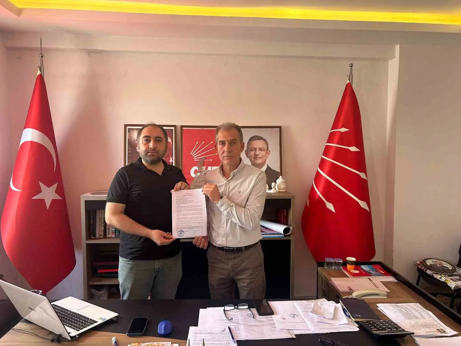 CHP Ayvalık İlçe Başkanı Hüseyin Şalmanlı, avukatı Muharrem Saygı aracılığıyla