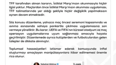 Dezenformasyonla Mücadele Merkezi (DMM), ‘Türkiye Futbol Federasyonu (TFF) maçlarda İstiklal