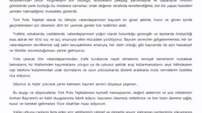 Emniyet Genel Müdürü (EGM) Ali Fidan, Kurban Bayramı dolayısıyla yayımladığı
