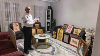 Bursa’nın İnegöl ilçesinde 25 yıldır resim yapan güvenlik görevlisi Yüksel