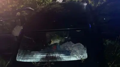 Bursa’nın İnegöl ilçesinde kontrolden çıkarak tarlaya uçan otomobildeki 4 kişi