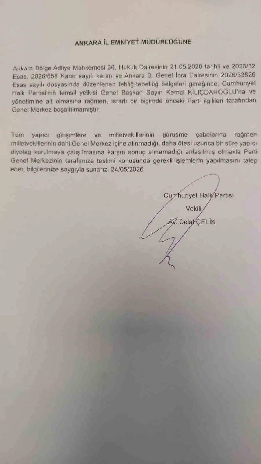 Cumhuriyet Halk Partisi (CHP) Genel Başkanı Kemal Kılıçdaroğlu’nun avukatı Celal