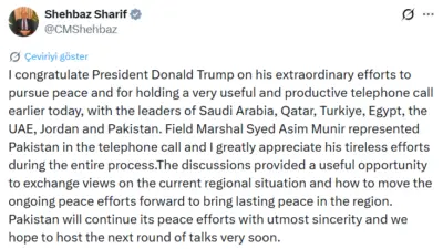 Pakistan Başbakanı Şahbaz Şerif, ABD Başkanı Donald Trump’ı barışı teşvik