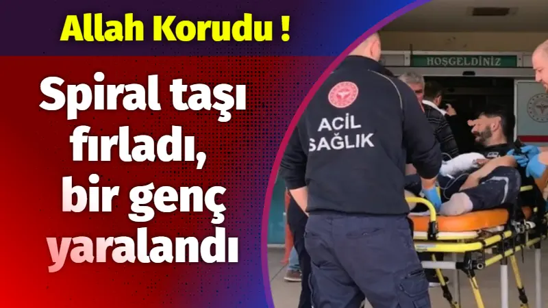 Bursa’nın İnegöl ilçesinde demir sac kesimi yapan genç, spiral taşının