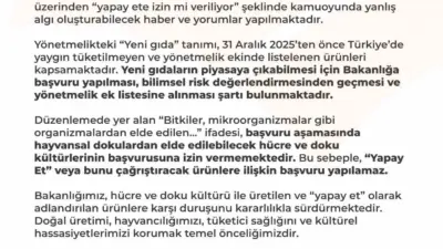 Tarım ve Orman Bakanlığı, bazı yayın organlarındaki ‘yapay ete izin