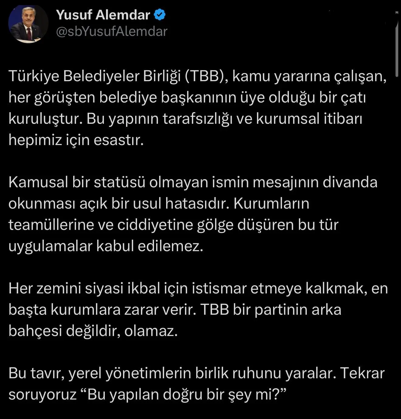 Türkiye Belediyeler Birliği (TBB) seçimlerinde yaşanan ve arbedeye dönüşen ’mektup’