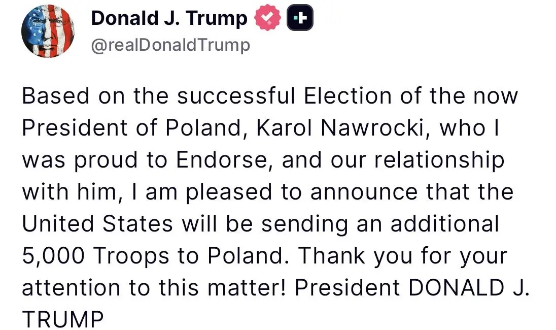 ABD Başkanı Donald Trump, Polonya’ya 5 bin ek asker göndereceklerini