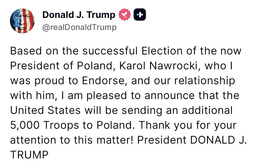 ABD Başkanı Donald Trump, Polonya’ya 5 bin ek asker göndereceklerini