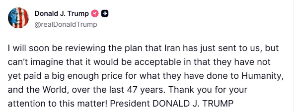 ABD Başkanı Donald Trump, İran’ın savaşın sona erdirilmesine yönelik yeni