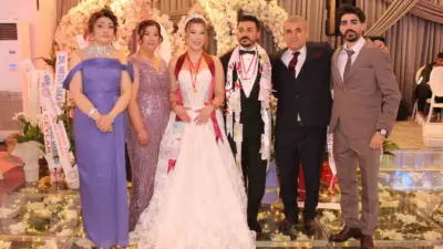 Uşak’ta 15 kişinin nikah şahidi olduğu görkemli düğünde genç çift