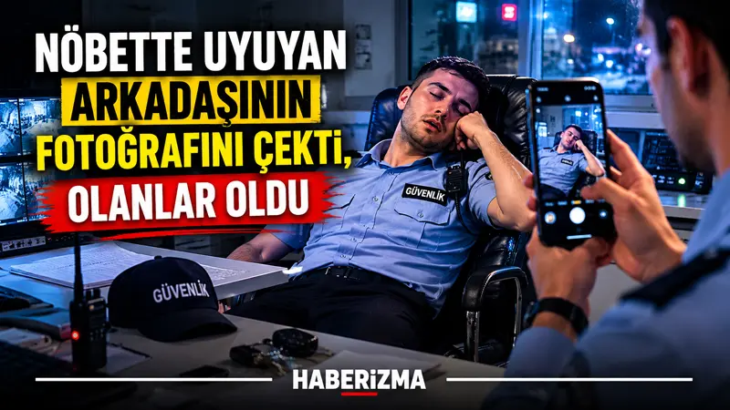 Nöbet esnasında uyuya kalan mesai arkadaşının fotoğrafını çekip, amire gönderen