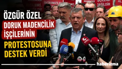 CHP Lideri Özgür Özel, Ankara’da SSS Yıldızlar Holding önünde bir