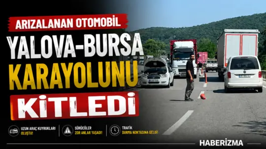 Yalova-Bursa karayolunda devam eden asfalt çalışmaları sebebiyle tek şeritten sağlanan