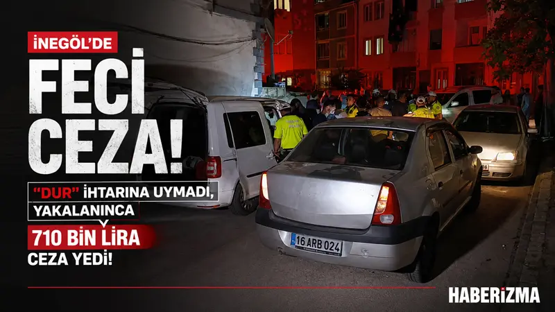 Bursa’nın İnegöl ilçesinde trafik ekiplerinin “dur” ihtarına uymayan alkollü sürücü,