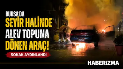 Bursa’da seyir halindeyken bir anda alev alan otomobil kullanılamaz hale