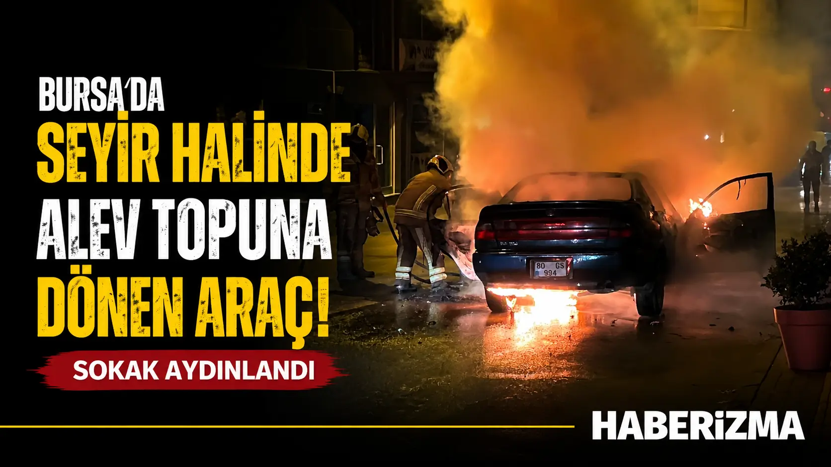 Bursa’da seyir halindeyken bir anda alev alan otomobil kullanılamaz hale