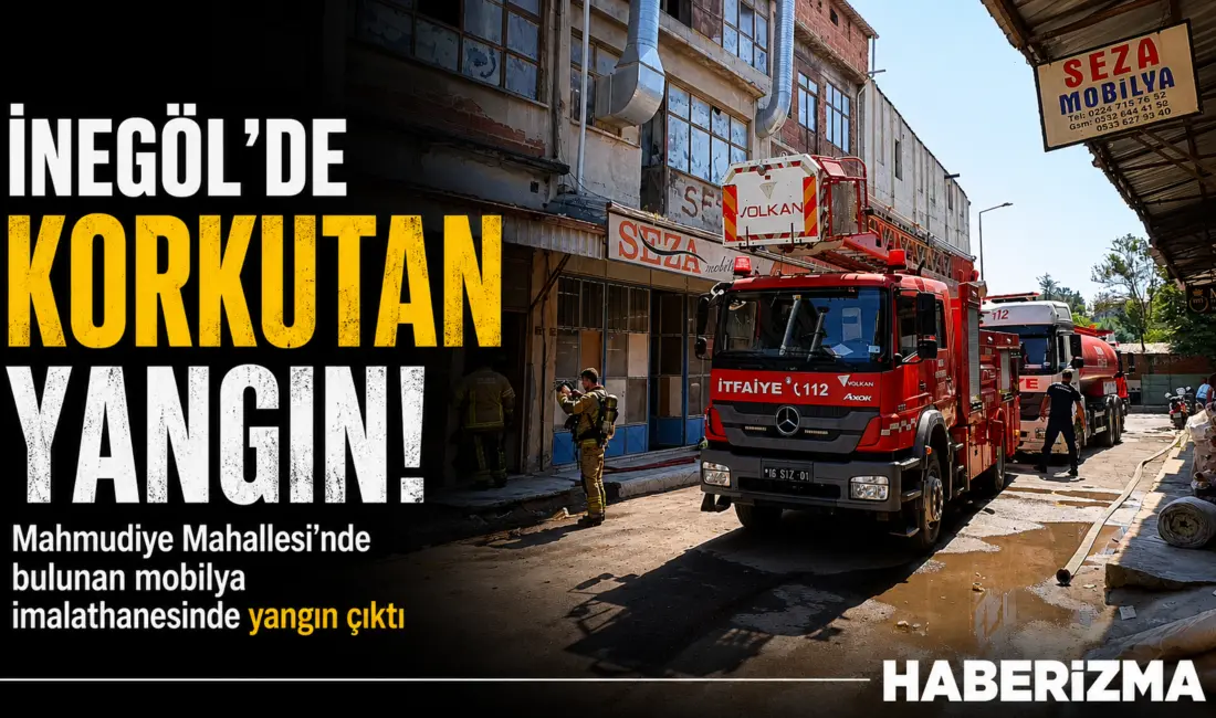 Bursa’nın İnegöl ilçesinde faaliyet gösteren 3 katlı mobilya imalathanesinde çıkan