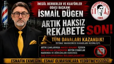 İnegöl Berberler ve Kuaförler  Odası Başkanı İsmail Dügen  Berber ve