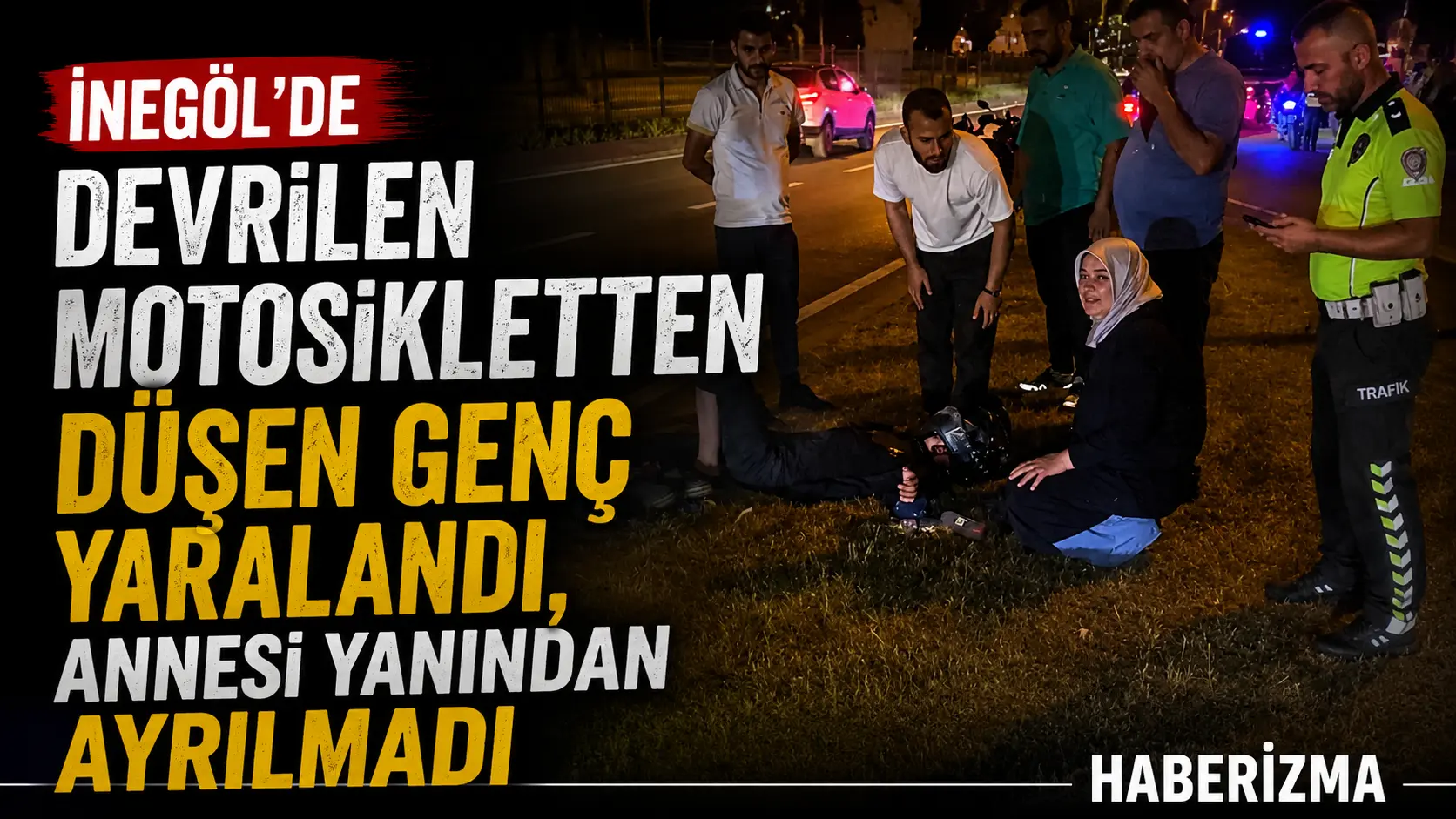 Bursa’nın İnegöl ilçesinde meydana gelen kazada devrilen motosikletten düşen genç
