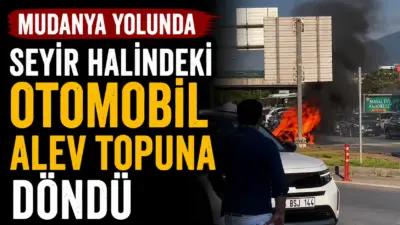 Bursa’da seyir halindeyken alev alan otomobil, kısa sürede alev topuna