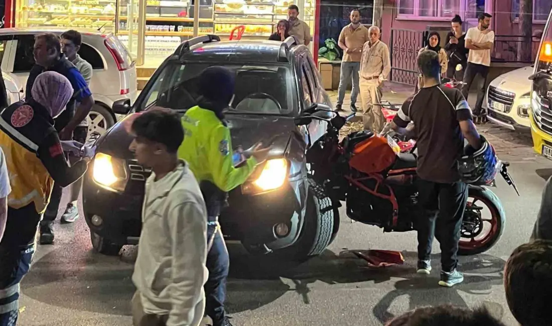 Bursa’nın İnegöl ilçesinde meydana gelen kazada motosiklet, yola aniden çıkan