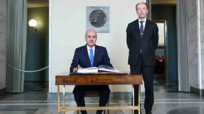 TBMM Başkanı Numan Kurtulmuş, resmi ziyaret gerçekleştirdiği Helsinki’de Finlandiya Parlamentosu