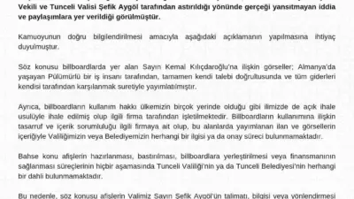 Tunceli Valiliği, CHP Genel Başkanı Kemal Kılıçdaroğlu’nun yer aldığı billboard