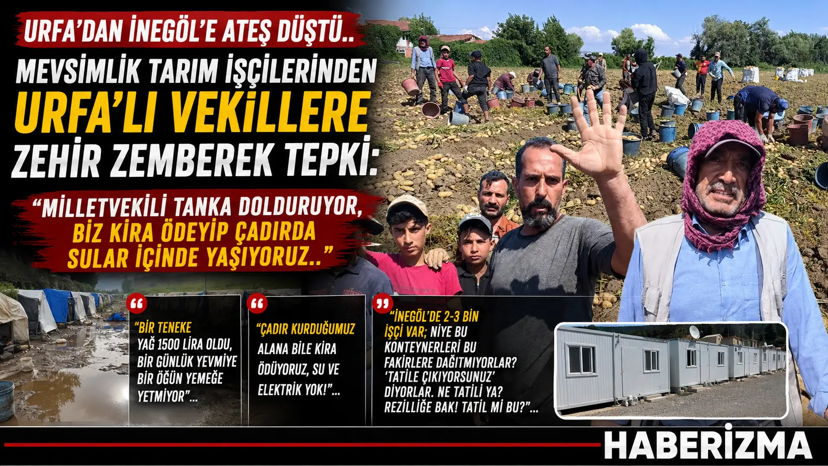 URFA'DAN İNEGÖL'E ATEŞ DÜŞTÜ! MEVSİMLİK TARIM İŞÇİLERİNDEN  URFA'LI VEKİLLERE ZEHİR