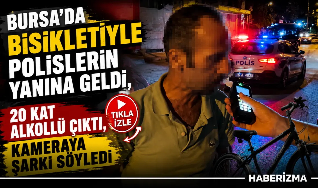 Bursa’da denetim yapan trafik polislerini görüp yanına gelen alkollü bisiklet