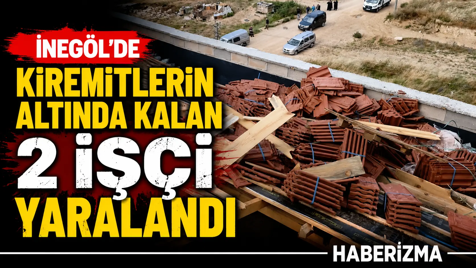 Bursa’nın İnegöl ilçesinde bir site inşaatında devrilen kiremitlerin altında kalan