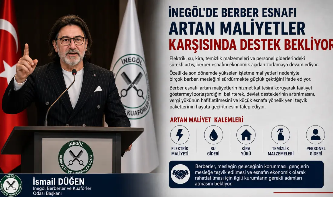 İnegöl Berberler ve Kuaförler Odası Başkanı İsmail Düğen, elektrik, su,