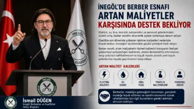 İnegöl Berberler ve Kuaförler Odası Başkanı İsmail Düğen, elektrik, su,