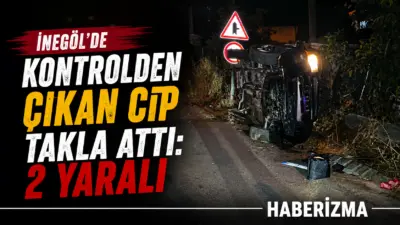Bursa’nın İnegöl ilçesinde gece saatlerinde meydana gelen trafik kazasında kontrolden