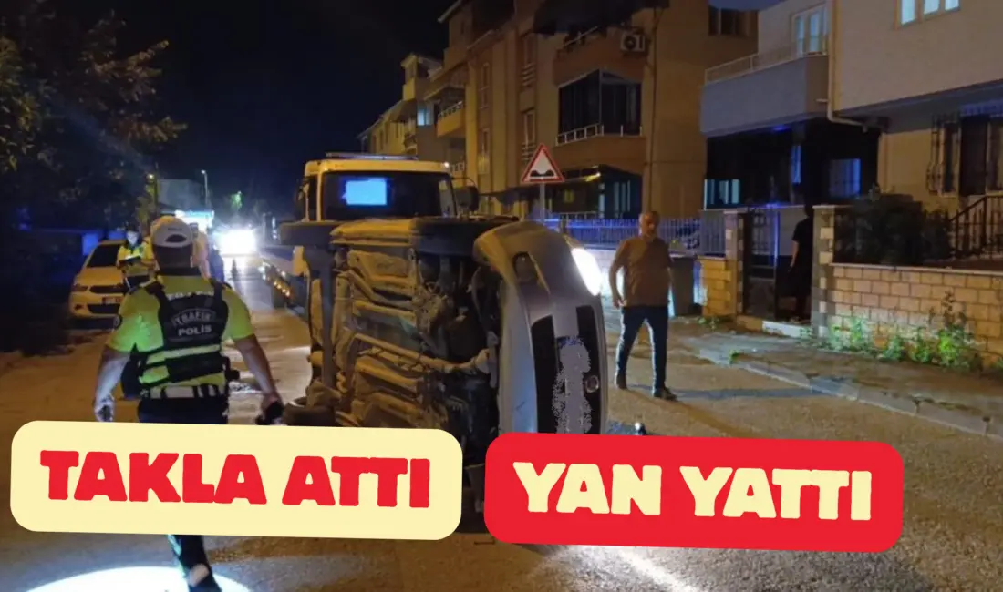 Bursa’nın İnegöl ilçesinde meydana gelen trafik kazasında kontrolden çıkan otomobil,