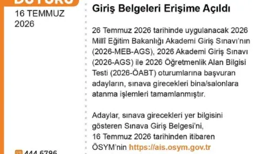 Ölçme, Seçme ve Yerleştirme Merkezi (ÖSYM), 26 Temmuz’da uygulanacak olan