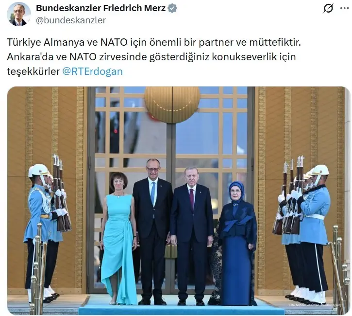 36. NATO Zirvesine katılan Almanya Şansölyesi Friedrich Merz’den sosyal medya