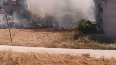 Bursa’nın İnegöl ilçesinde çıkan anız yangınında yaklaşık 20 dönümlük tarım